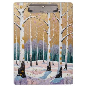 Gilded Aspen Grove: A Winter’s Dream Clipboard