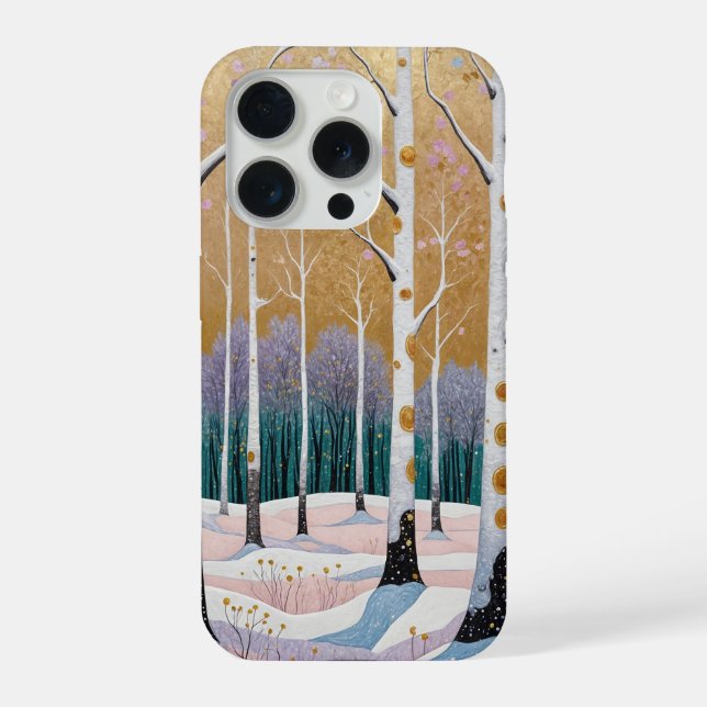 Gilded Aspen Grove: A Winter’s Dream iPhone Case (Back)
