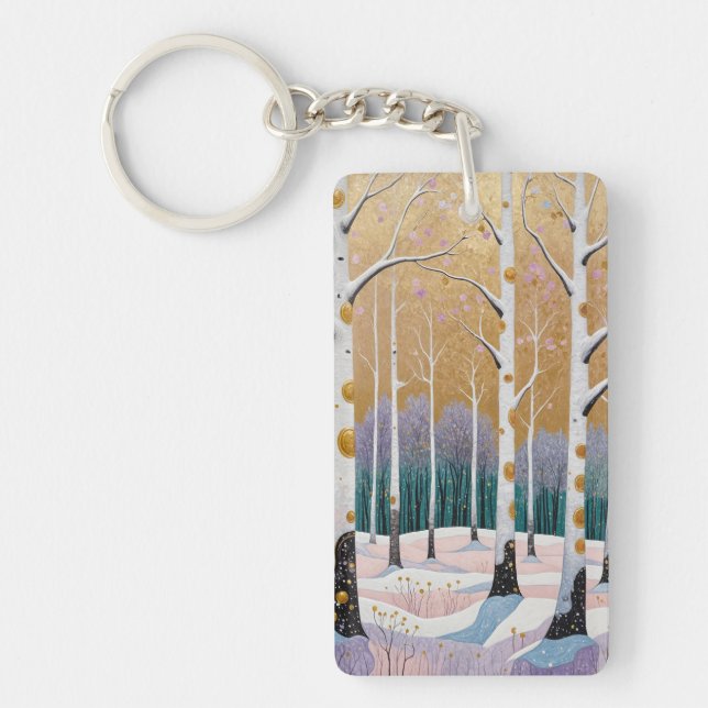 Gilded Aspen Grove: A Winter’s Dream Key Ring (Front)