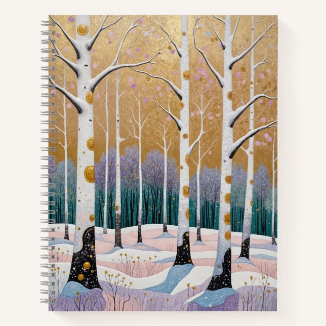 Gilded Aspen Grove: A Winter’s Dream Notebook (Front)