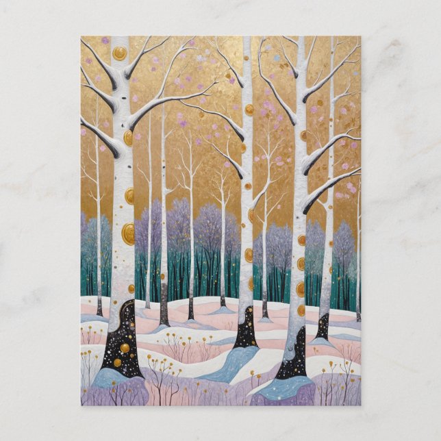 Gilded Aspen Grove: A Winter’s Dream Postcard (Front)