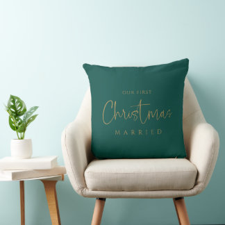 Gilded Bliss: First Christmas Married Personalised Cushion