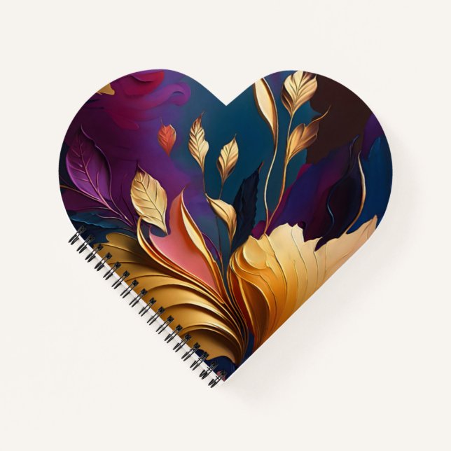 Gilded Bloom – Abstract Floral Composition Notebook (Front)