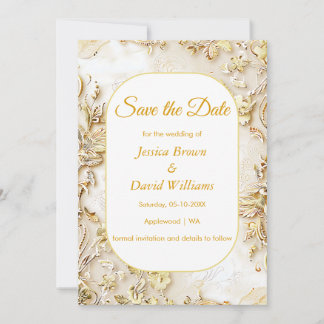 Gilded Bloom Classic Wedding Save The Date Card