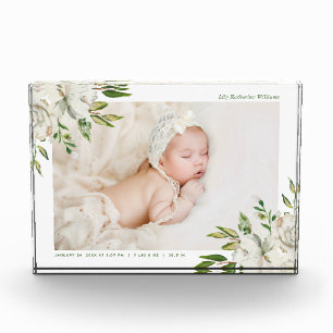 Gilded Blooms Baby Photo Keepsake Block