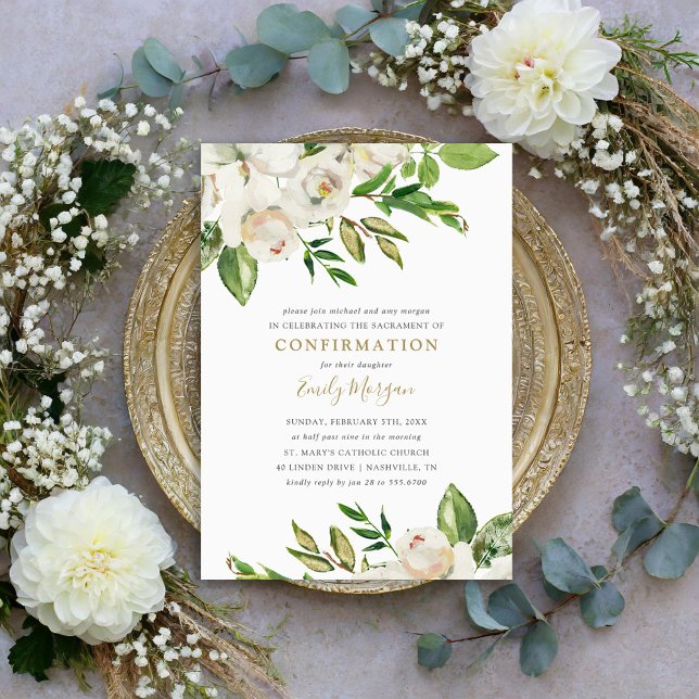 Gilded Blooms Confirmation Invitation (Creator Uploaded)