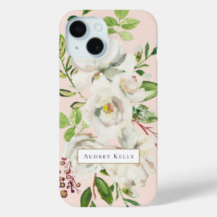 Gilded Blooms Custom Monogram   Blush iPhone 15 Case