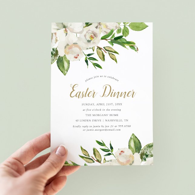 Gilded Blooms Easter Dinner Invitation (Creator Uploaded)