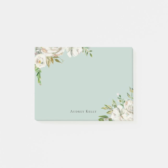 Gilded Blooms Personalised Monogrammed Post-it Notes (Front)