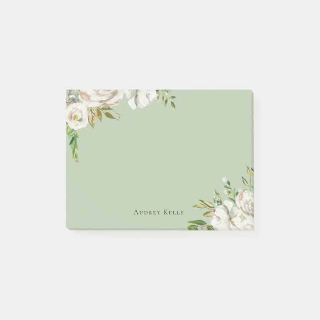 Gilded Blooms Personalised Monogrammed Post-it Notes (Front)