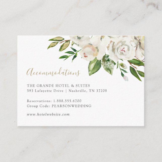 Gilded Blooms Wedding Accommodations Enclosure Card (Front)