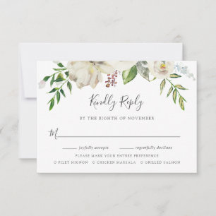 Gilded Blooms Wedding RSVP Card with Meal Choice