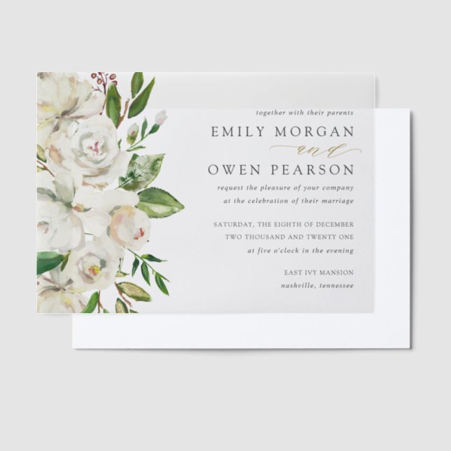 Gilded Blooms Wedding Vellum Invitations (Offset)