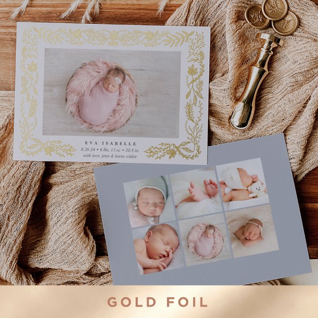 Gilded Branches Foil Birth Announcement (Creator Uploaded)