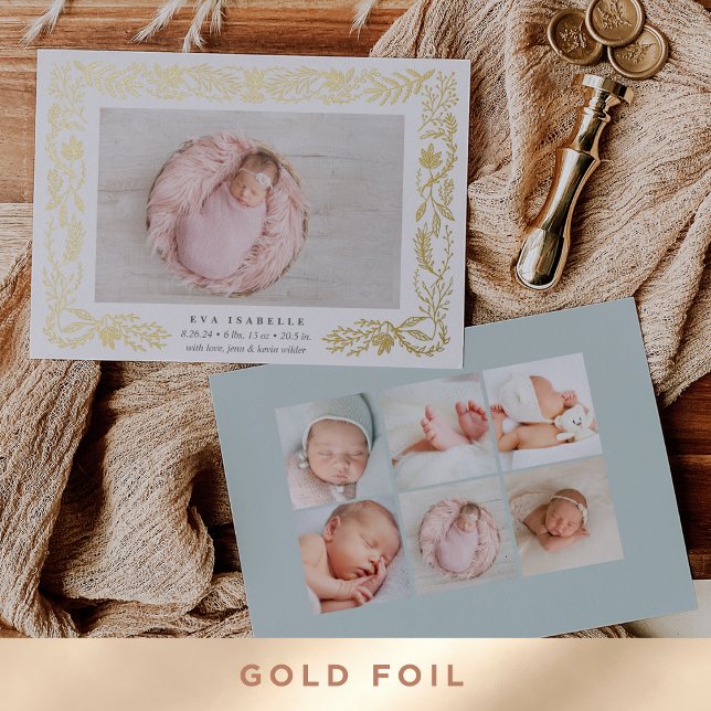 Gilded Branches Foil Birth Announcement (Creator Uploaded)