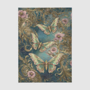 Gilded Butterfly Elegance - Art Nouveau Floral Tissue Paper