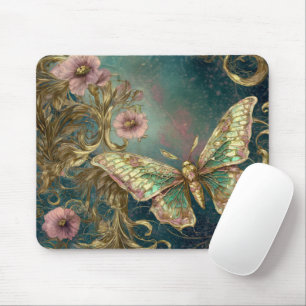 Gilded Butterfly Garden - Art Nouveau Garden Mouse Pad