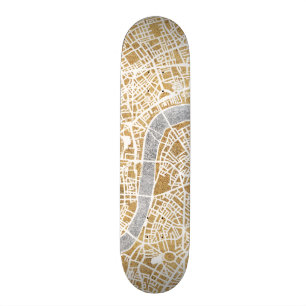 Gilded City Map Of London Skateboard