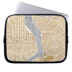 Gilded City Map Of New York Laptop Sleeve