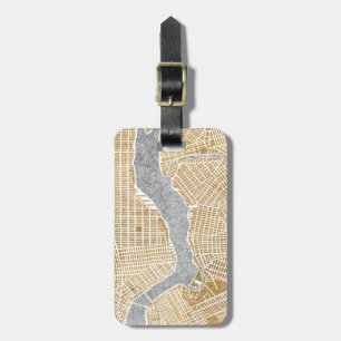 Gilded City Map Of New York Luggage Tag