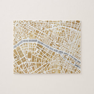 Gilded City Map Of Paris Jigsaw Puzzle