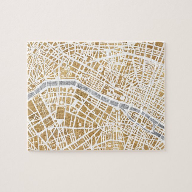 Gilded City Map Of Paris Jigsaw Puzzle (Horizontal)