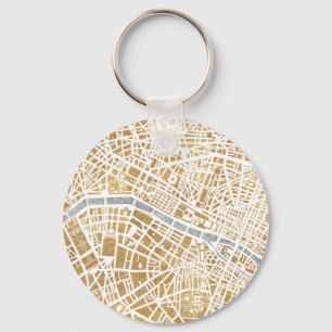 Gilded City Map Of Paris Key Ring