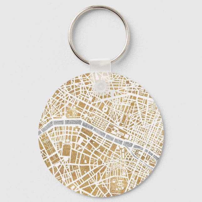 Gilded City Map Of Paris Key Ring (Front)