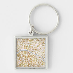 Gilded City Map Of Paris Key Ring