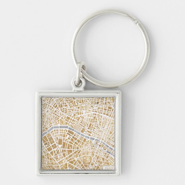 Gilded City Map Of Paris Key Ring (Front)