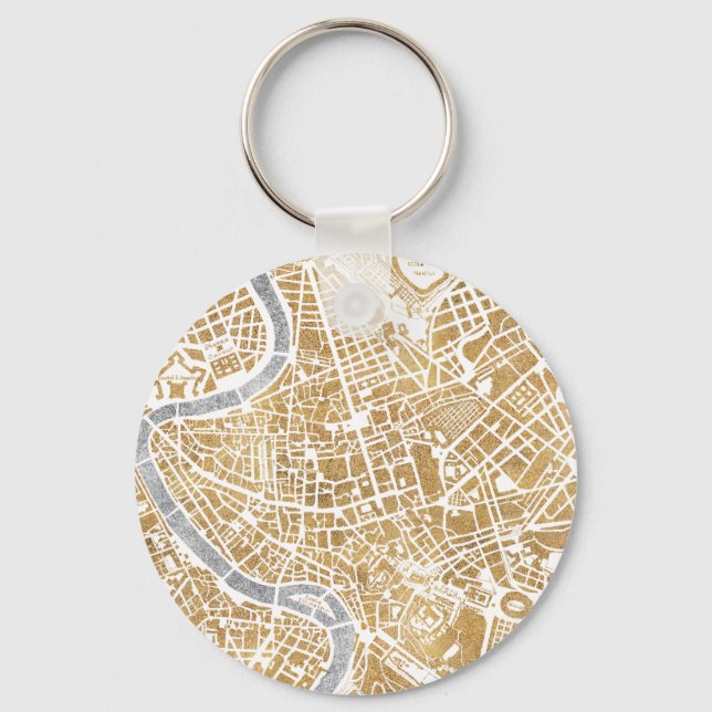Gilded City Map Of Rome Key Ring (Front)