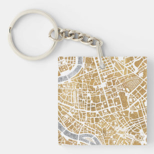 Gilded City Map Of Rome Key Ring