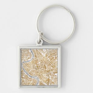 Gilded City Map Of Rome Key Ring