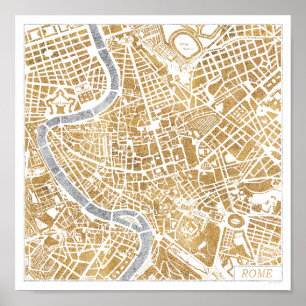 Gilded City Map Of Rome Poster