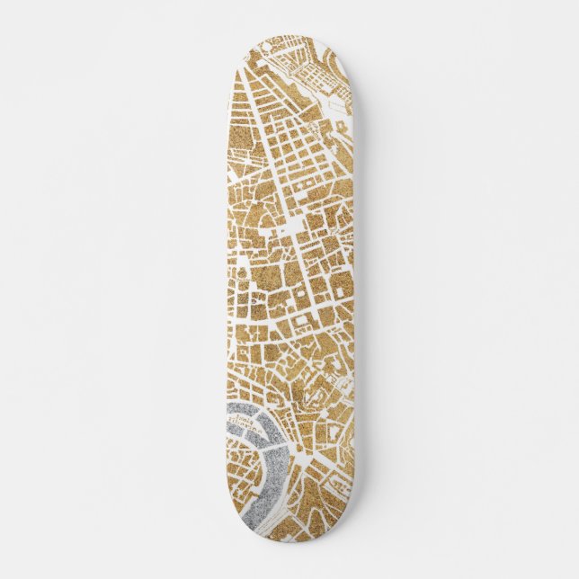 Gilded City Map Of Rome Skateboard (Front)