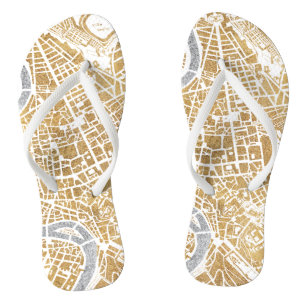 Gilded City Map Of Rome Thongs