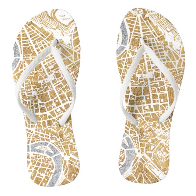 Gilded City Map Of Rome Thongs (Footbed)