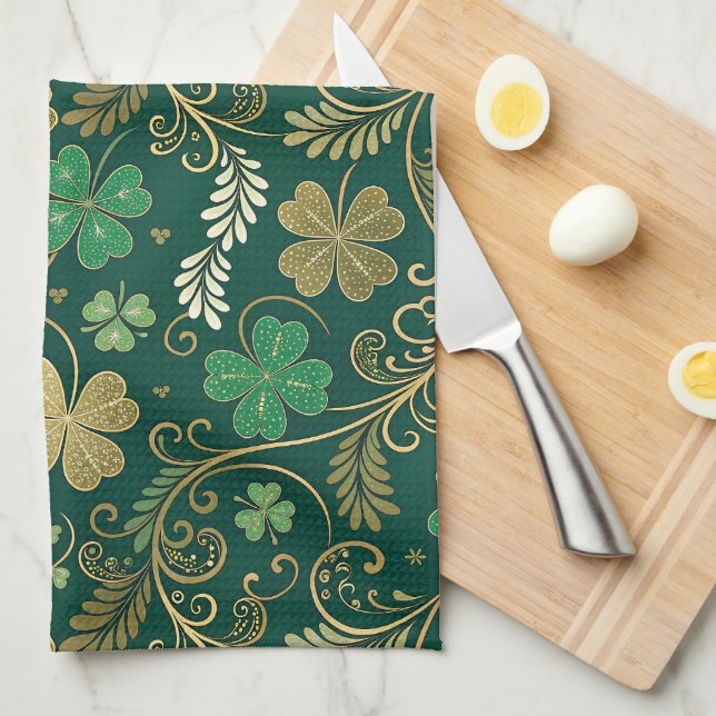 Gilded Clover Flourish Tea Towel (Quarter Fold)