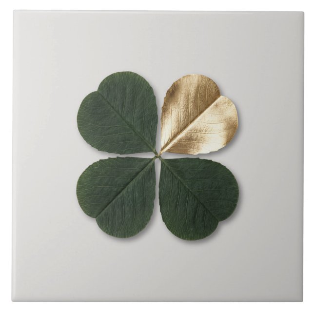 Gilded Clover Luxe Manifestation Decor Ceramic Tile (Front)