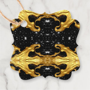 Gilded Cosmos: Liquid Gold & Black High-Contrast  Favour Tags