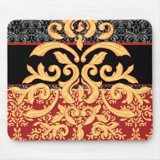 Gilded Damask Mousepad for the Elegant Office Desk (Front)