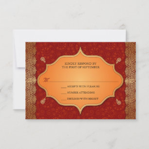 Gilded Edge Indian Frame Wedding Reply RSVP Card