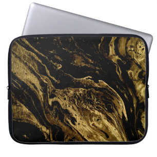 Gilded Elegance: Marbling's Splendid Magic Laptop Sleeve