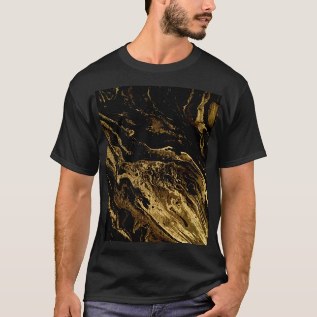 Gilded Elegance: Marbling's Splendid Magic T-Shirt (Front)