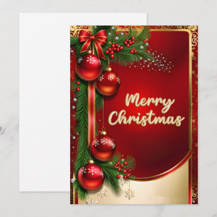 Gilded Elegance: Red and Gold Christmas Ornaments Holiday Card
