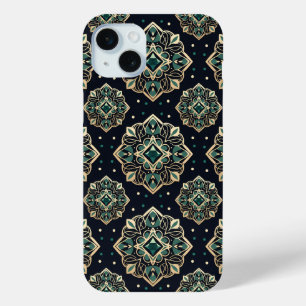 Gilded Emerald Mandala iPhone 15 Mini Case