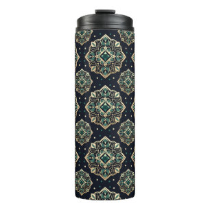 Gilded Emerald Mandala Thermal Tumbler