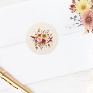 Gilded Fall Terracotta Floral Classic Round Sticker