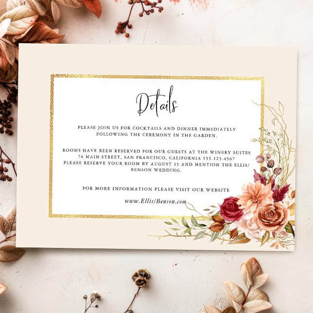 Gilded Fall Terracotta Floral Enclosure Card (Creator Uploaded)