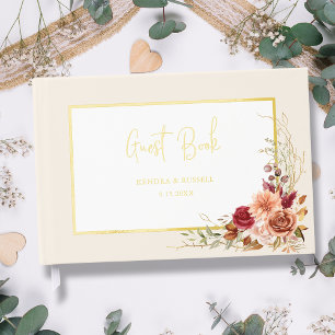 Gilded Fall Terracotta Floral Guest Book
